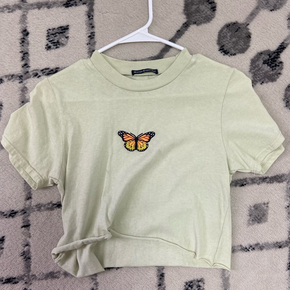 Green Brandy Melville Butterfly Top